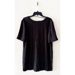 Reformation Black Crinkle Crepe Low Open V Back Short Sleeve Mini Dress Medium